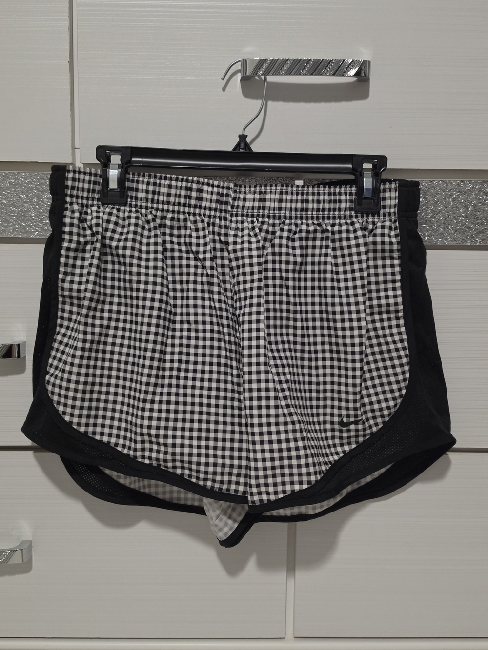 Nike Black & White Gingham Running Shorts
